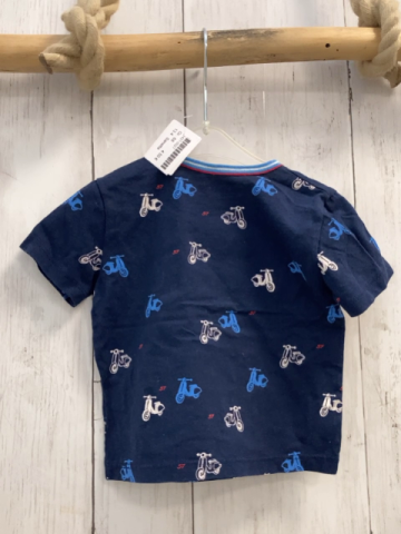 Sanetta  T-Shirt  Gr. 68  blau bunte Mofas hellblau weiß roter Streifenbund 