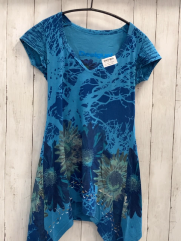 Desigual  Kleid  Gr. 152  blau dunkelblau bunter Blumendruck 