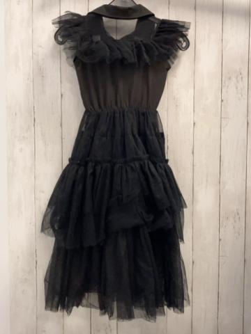   Kleid  Gr. 128  schwarz Tüllüberkleid mit Rüschen Tüllkragen  