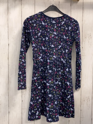  Kleid Gr. 134  blau Blumen Einhörner