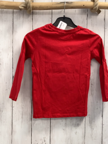   Langarmshirt Gr. 98  rot Motorradfahrer orange Schrift 
