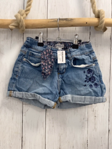 Vertbaudet  Shorts  Gr. 128  blau jeans gestickte Blumen Umschlag 