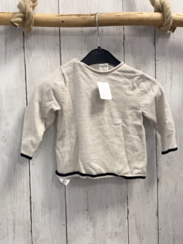 H&M Pullover  Gr. 68  hellgrau Stric schwarzer Bund Tiergesicht rote Schleife 