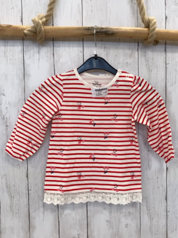 neu  Langarmshirt  Gr. 80  weiß rote Streifen Blumen NP 6,99 € 