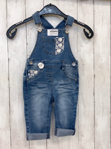   Latzhose  Gr. 80  blau Jeans + weiße Häkelei 