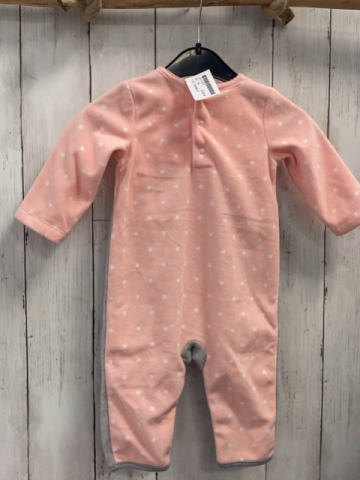 Carter´s  Overall  Gr. 74  rosa grau Fleece mit Tiergesicht + weißen Punkten 
