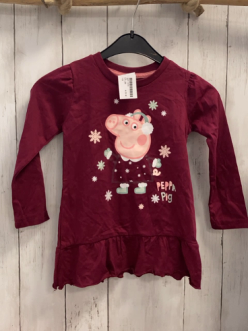   Kleid Gr. 98  brombeere Peppa Pig mit Kopfhörern weißen Kristallen 