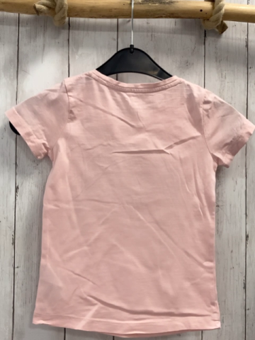 Tom Tailor  T-Shirt  Gr. 116  rosa bunter Glitzerbogen mit Pailetten Schrift 