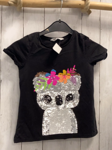 H&M  T-Shirt  Gr. 122/128  schwarz Pailettenkoalabär 