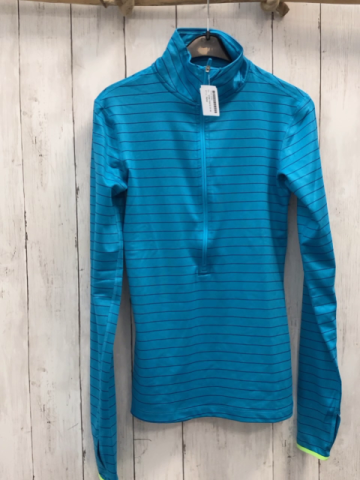 Nike  Sportshirt lang  Gr. 158/164  hellblau lila Streifen hellgrüner Bund 