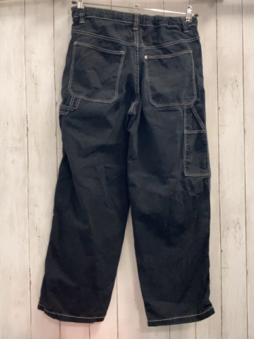 H&M Hose Gr. 164  dunkelgrau weiße Nähte Bund verstellbar  weites Bein