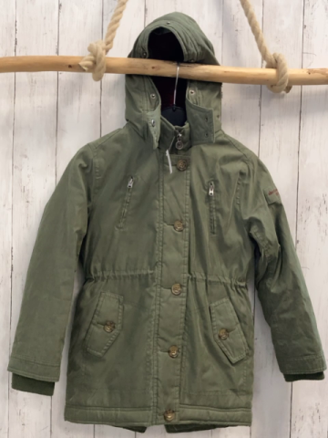 Abercrombie Winterjacke Gr. 122  oliv rotes Plüschfutter