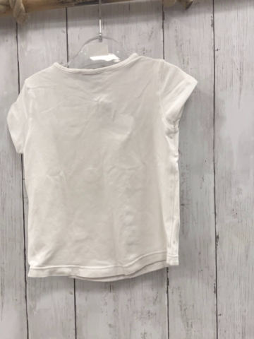 Christian Dior  T-Shirt  Gr. 104  weiß Schrift Häkelblaumen mit Perlen 