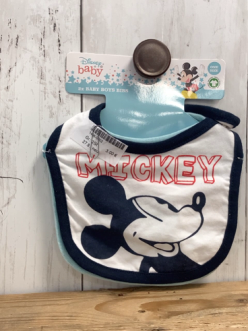 neu  Lätzchen 2Stück   hellblau weiß Micky Mouse 