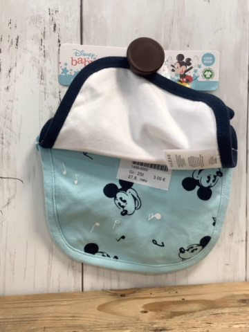 neu  Lätzchen 2Stück   hellblau weiß Micky Mouse 