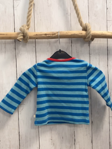 Frugi Langarmshirt  Gr. 68  hellblau mint Streifen Trecker Vogel Sonne 
