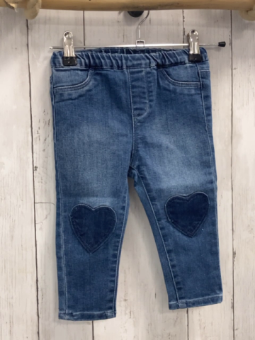 H&M Jeggings  Gr. 80  blau Jeans dunkelblaue Herzen am Knie 