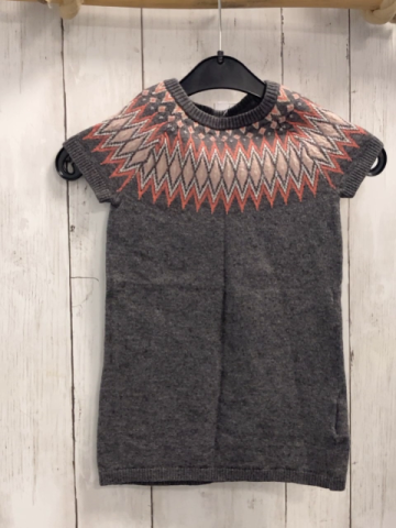 H&M Kleid  Gr. 98  grau Strick + rosa lachs weißes Muster mit Zackenstreifen