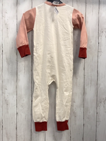 H&M  Schlafanzug  Gr. 92  creme bunte Schrift rosa Ärmel 