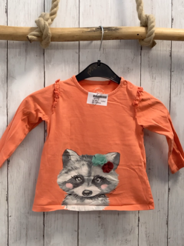 S´Oliver  Langarmshirt  Gr. 86  orange Fuchsgesicht mit Rosetten 