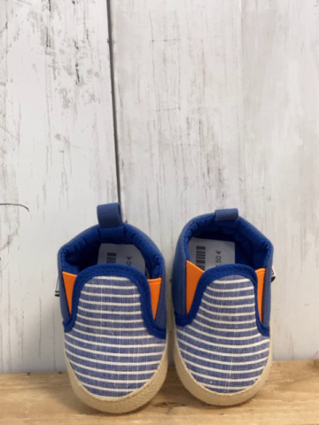 neu  Babyschühchen blau weiße Streifen + blau + orange 