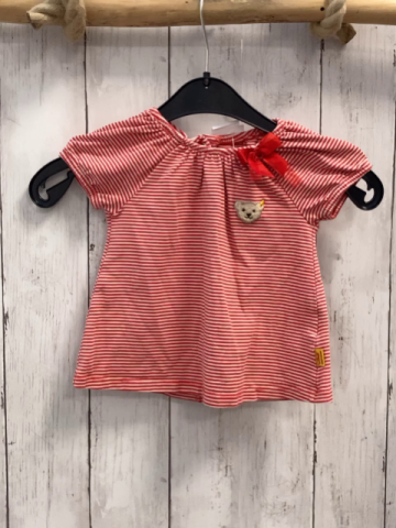 Steiff  T-Shirt  Gr. 74  rot weiße Streifen Schleife 