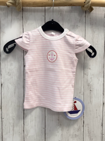 neu Hansekind  T-Shirt  Gr. 74  rosa weiße Streifen Anker 