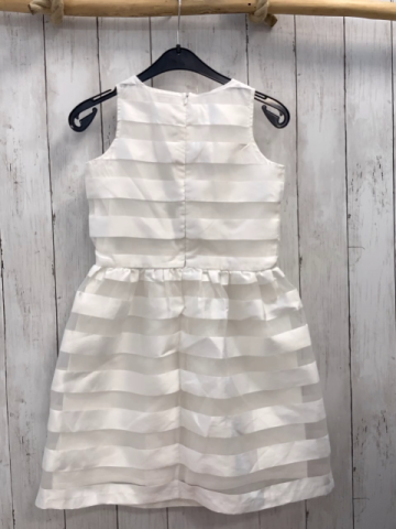 Esprit  Kleid  Gr. 128  weiß zweilagig weiß transparent gestreiftes Überkleid 