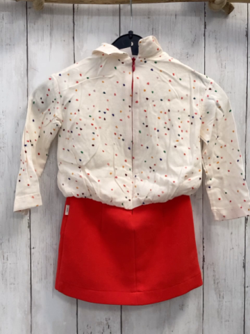 Paul Smith  Kleid  Gr. 98  creme Oberteil mit bunten Herzen roter Rock 