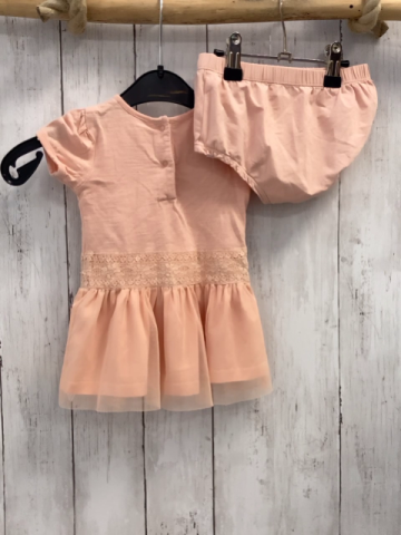 2 tlg Guess  Kleid + Höschen  Gr. 68  lachs Borten mit Stickerei Tüllüberrock