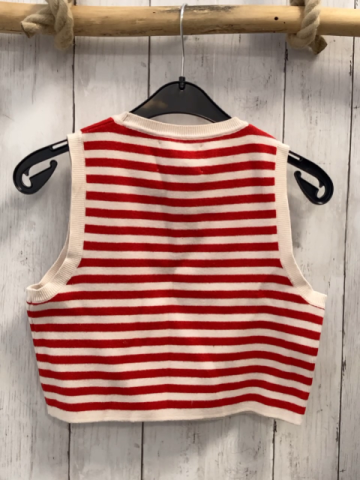 zara Top Gr. 152  rot beige gestreift gerippt