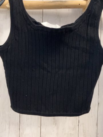 H&M Top Gr. 158  schwarz gerippt