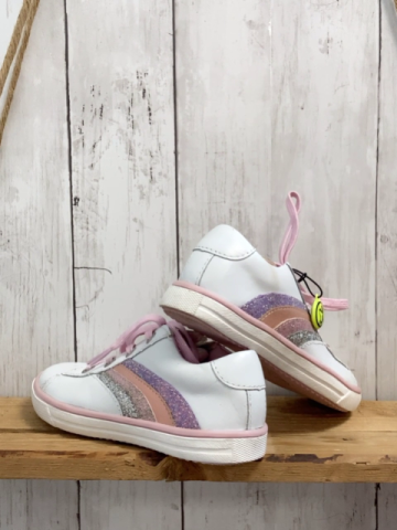 Lurchi Schuhe Gr. 30  weiß rosa Glitzerstreifen