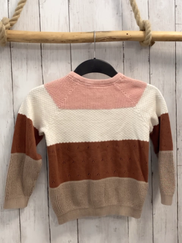 H&M Strickjacke Gr. 122  rosa weiß braun Lochmuster