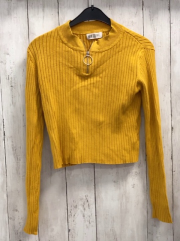 H&M Pullover Gr. 146  senf gerippt Reißverschluss