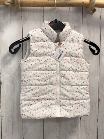   Weste  Gr. 80  weiß bunte Blumen mint Blätter 