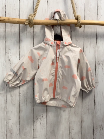 H&M  Regenjacke  Gr. 92  hellgrau lachs Wolken + Reißverschlüsse Kapuze 