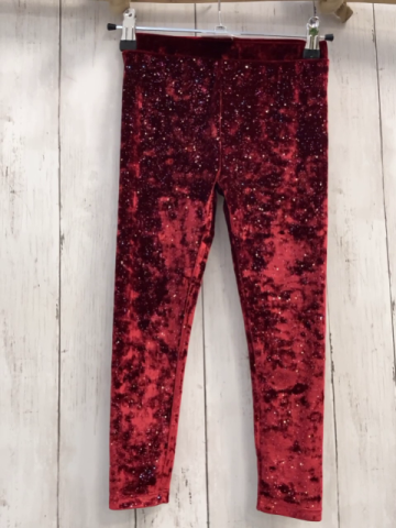 Next  Leggings  Gr. 110  rot Samt mit Glitzerpunkten