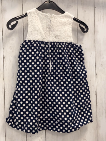 Salt & Pepper  Kleid  Gr. 98  weißes Oberteil mit Lochstickerei blauer Rock mit weißen Punkten 