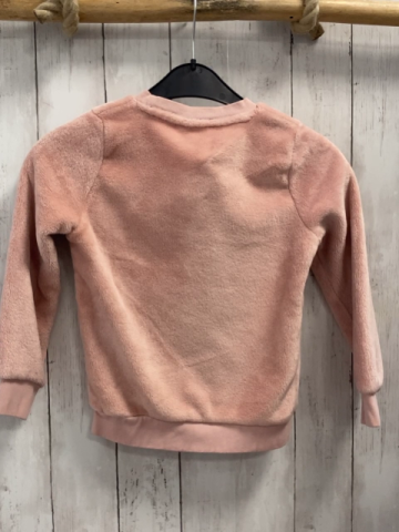   Pullover  Gr. 128  rosa Plüsch Schwan mit goldenen Pailetten