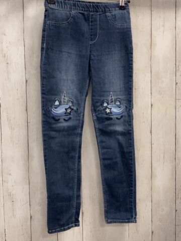 H&M  Jeggings  Gr. 134  blau Jeans Einhörner auf den Knien 
