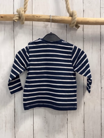   Langarmshirt  Gr. 80  blau weiße Streifen Polizeiauto rote Schrift 