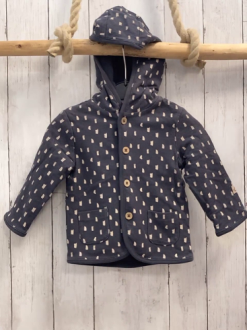   Sweatjacke  Gr. 80  grau hellgraue Rechtece Kapuze 