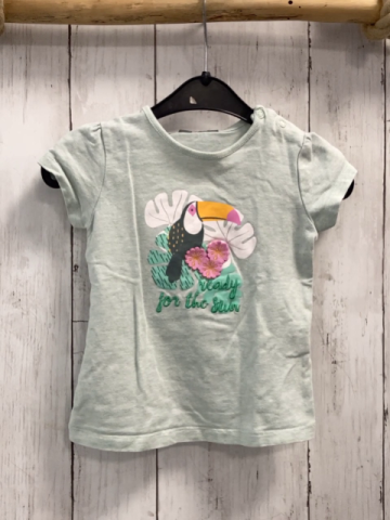 Kanz  T-Shirt  Gr. 80  mint Vogel Blumen Schrift 