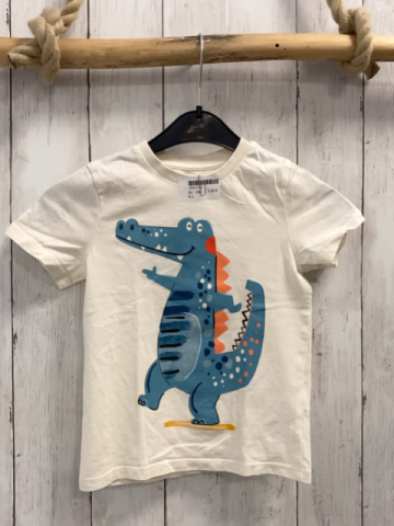  T-Shirt  Gr. 104  weiß hellblaues Krokodil
