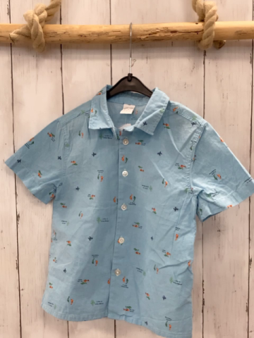 Waikiki Sommerhemd Gr. 92  hellblau Fische Schrift