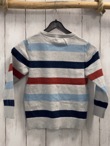   Pullover  Gr. 110  hellgrau hellblau blau rost Streifen Strick 