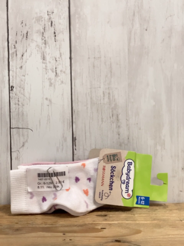 neu 3Stk. Socken Gr. 6-12M  weiß rosa weiß mit Herzen