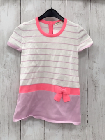 Benetton  Kleid  Gr. 62  weiß lavendel + neonrote Streifen Strick Schleigfe 