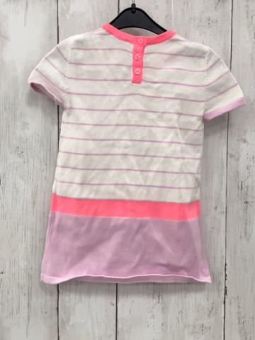 Benetton  Kleid  Gr. 62  weiß lavendel + neonrote Streifen Strick Schleigfe 